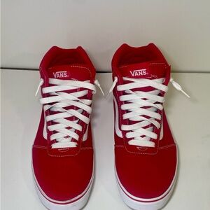 Vans Men's Red and White High-Top Sneakers